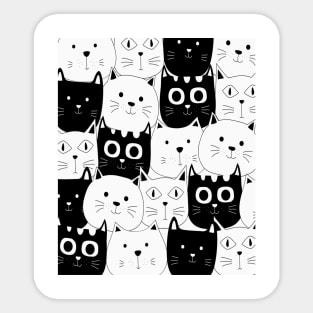 Black And White Cat Pattern Sticker